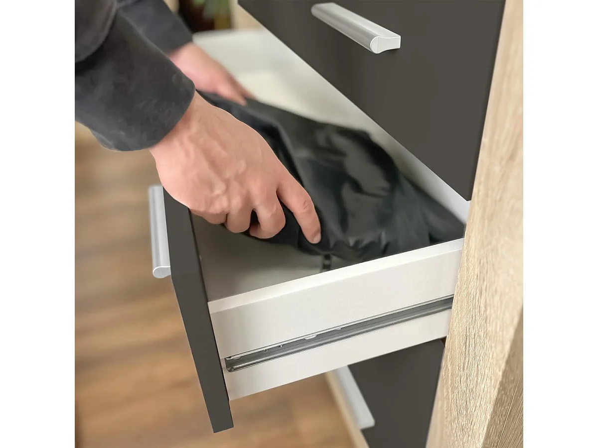 Meyvaser - Cómoda con 4 Cajones, Sinfonier, Práctica y Funcional, Color Cambrian y Negro, Medidas: 60 cm (An) x 81.5 cm (Al) x 39.5 cm (Fo)