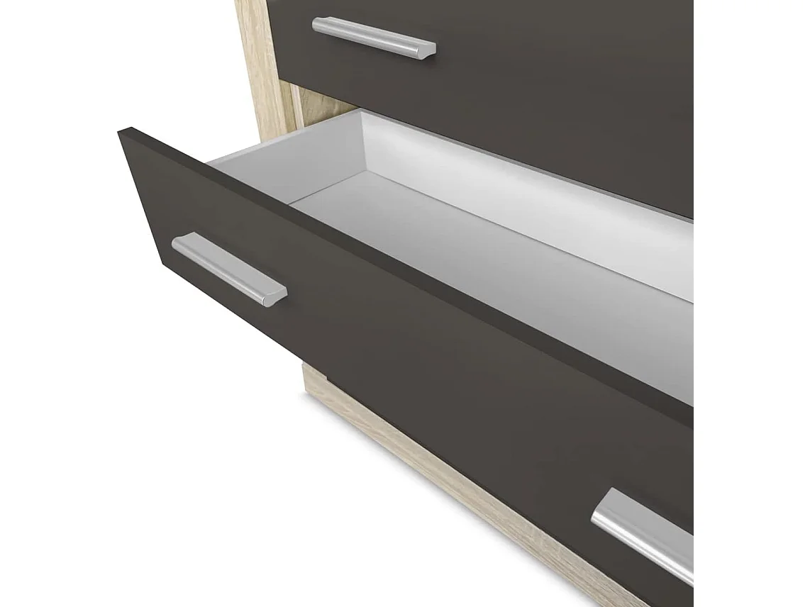 Meyvaser - Cómoda con 4 Cajones, Sinfonier, Práctica y Funcional, Color Cambrian y Negro, Medidas: 60 cm (An) x 81.5 cm (Al) x 39.5 cm (Fo)