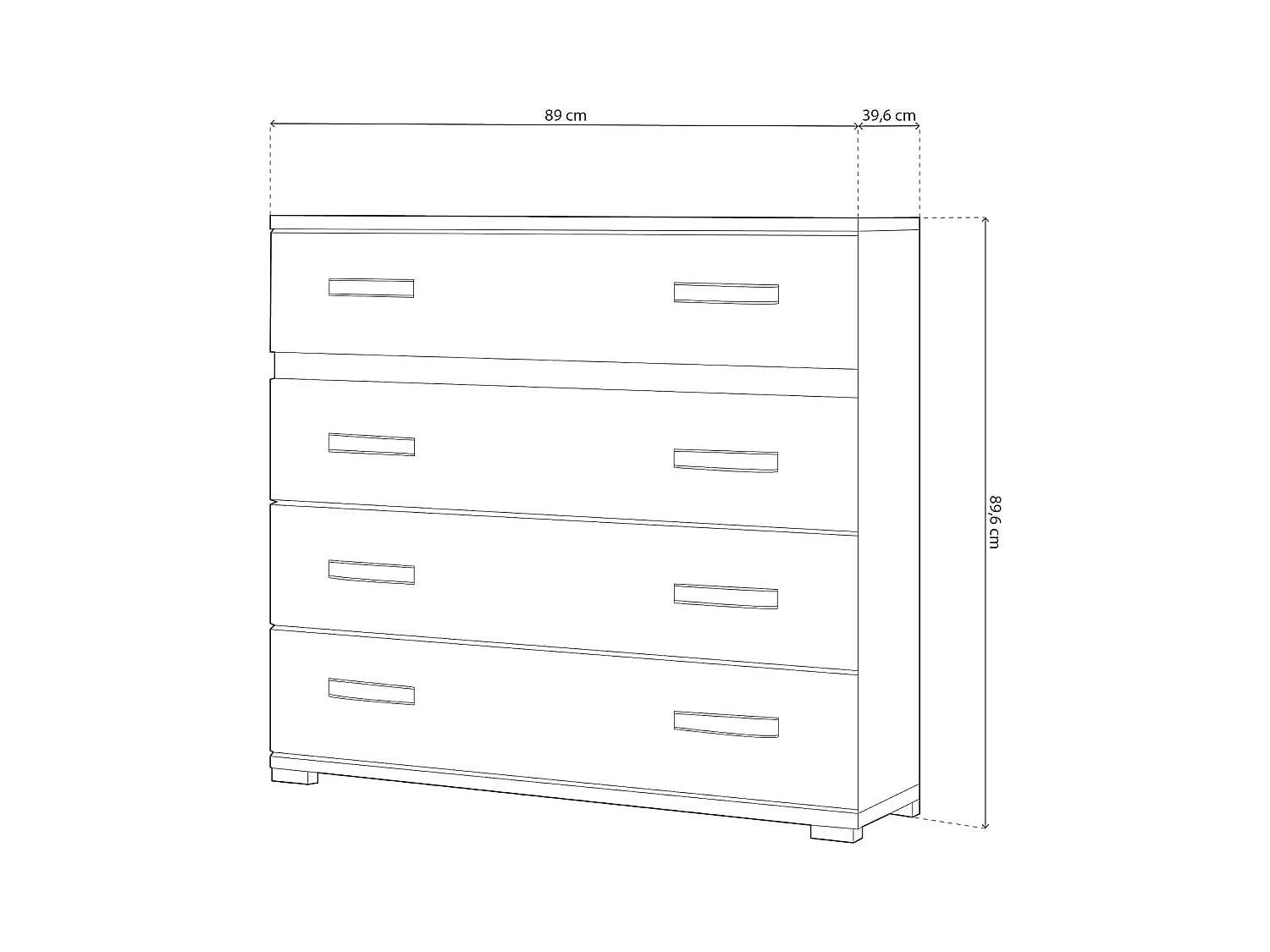 Cómoda 4 Cajones, Mueble Almacenaje Dormitorio, Color Cambria y Grafito, Medidas: 89 cm (Largo) x 89,6 cm (Alto) x 39,6 cm de (Fondo) Meyvaser