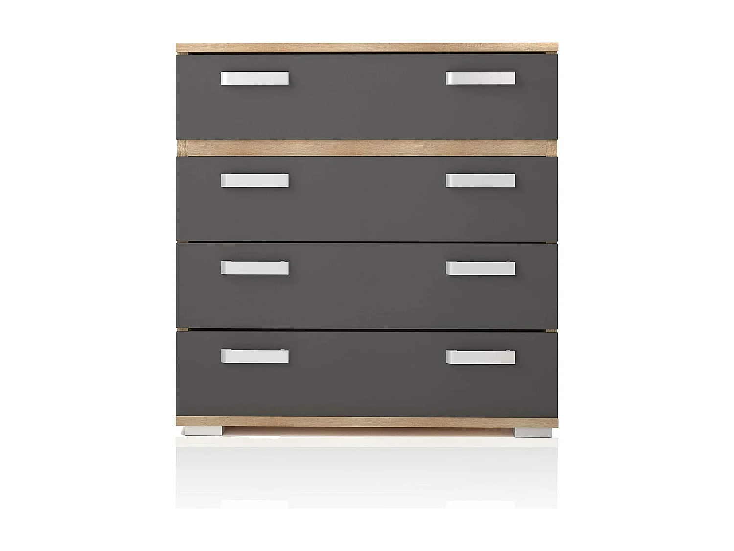 Cómoda 4 Cajones, Mueble Almacenaje Dormitorio, Color Cambria y Grafito, Medidas: 89 cm (Largo) x 89,6 cm (Alto) x 39,6 cm de (Fondo) Meyvaser