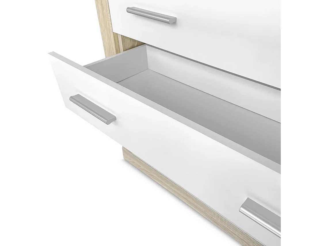 Meyvaser - Cómoda con 4 Cajones, Sinfonier, Práctica y Funcional, Color Cambria y Blanco, Medidas: 60 cm (An) x 81.5 cm (Al) x 39.5 cm (Fo)