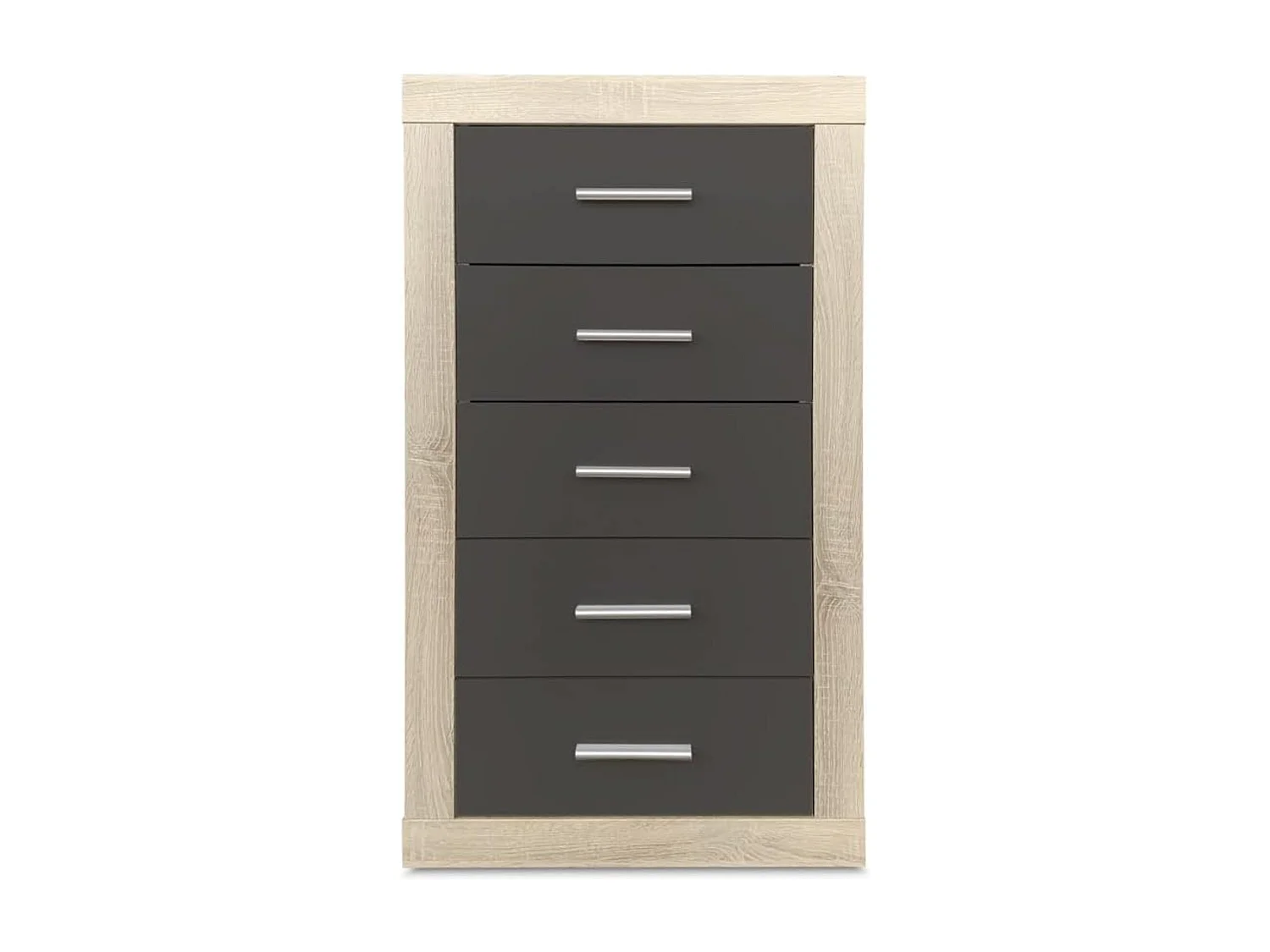 Sinfonier 5 Cajones, Cómoda, Gran Espacio Almacenaje Dormitorio, Acabado en Cambria y Grafito/ 60 cm (Largo) x 106,5 cm (Alto) x 39,6 cm de (Fondo)