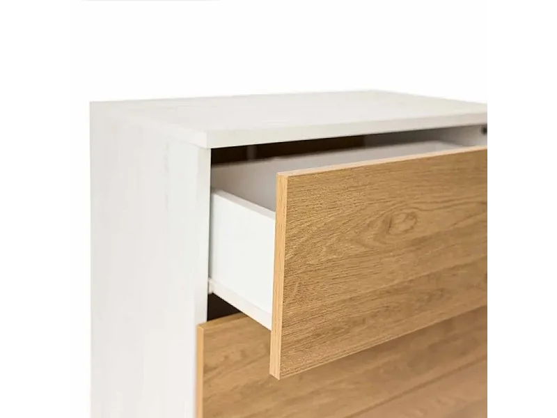 Meyvaser - Sinfonier con 5 Cajones y con Patas, Comoda Cajonera Dormitorio, Color Roble y blanco, 60cm (Ancho) x 118,5cm (Alto) x 37,8cm (Fondo)