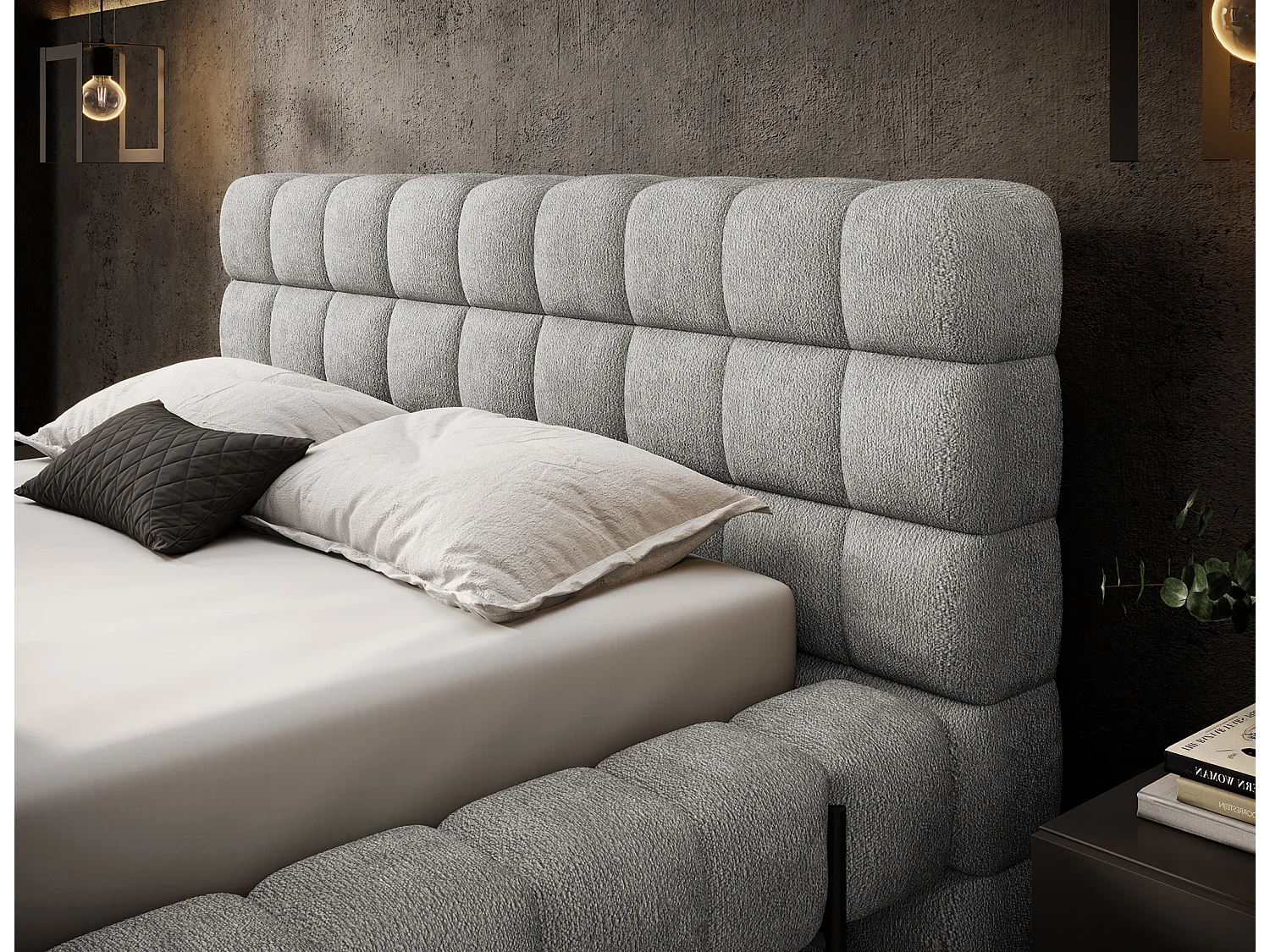 Letto Kaya L (180x200)/Tessuto/Grigio