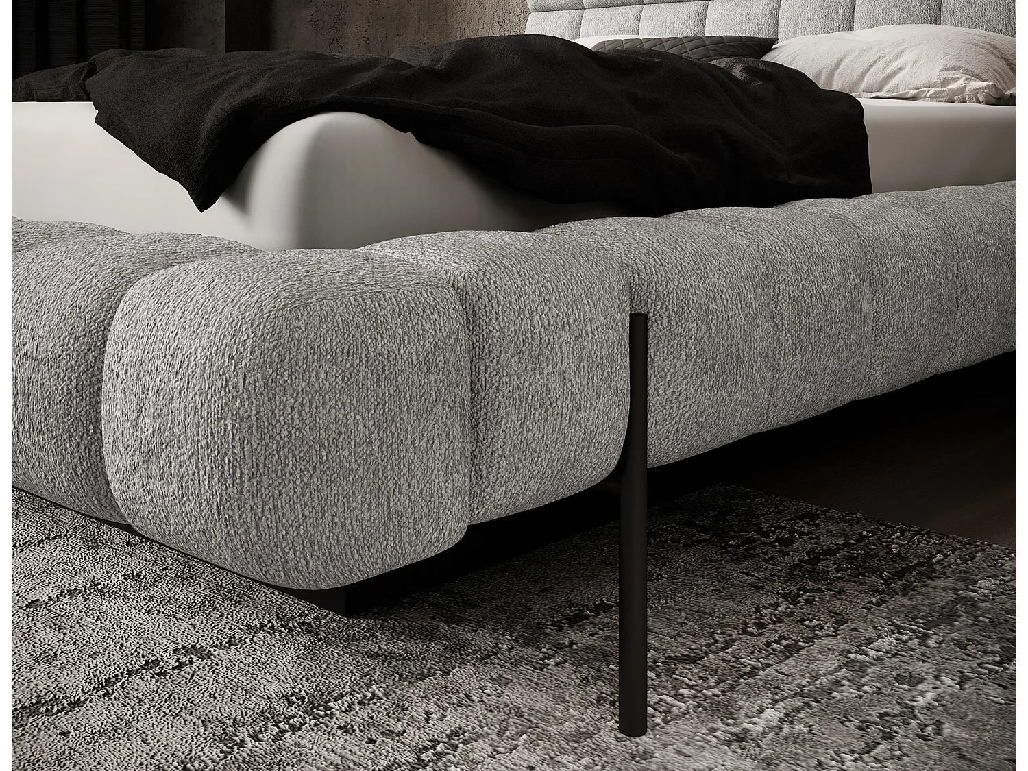 Letto Kaya L (180x200)/Tessuto/Grigio