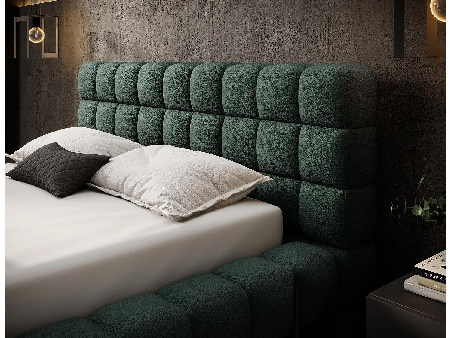 Letto Kaya M (160x200)/Tessuto/Verde