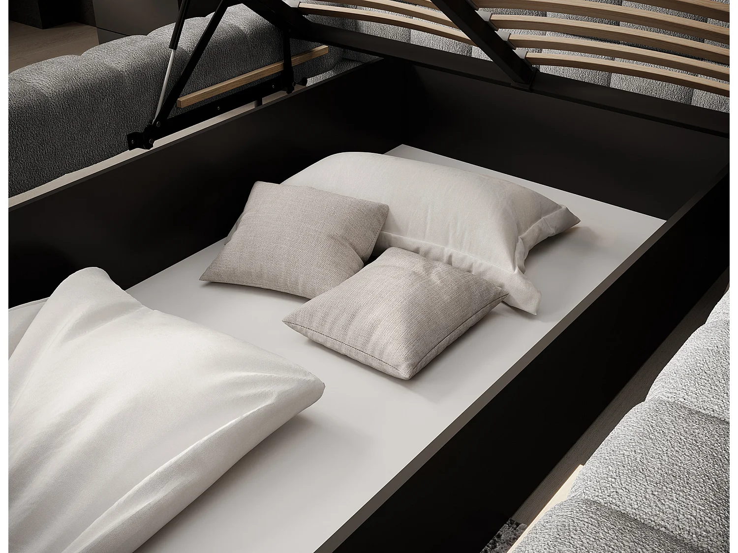 Letto Kaya S (140x200)/Tessuto/Grigio