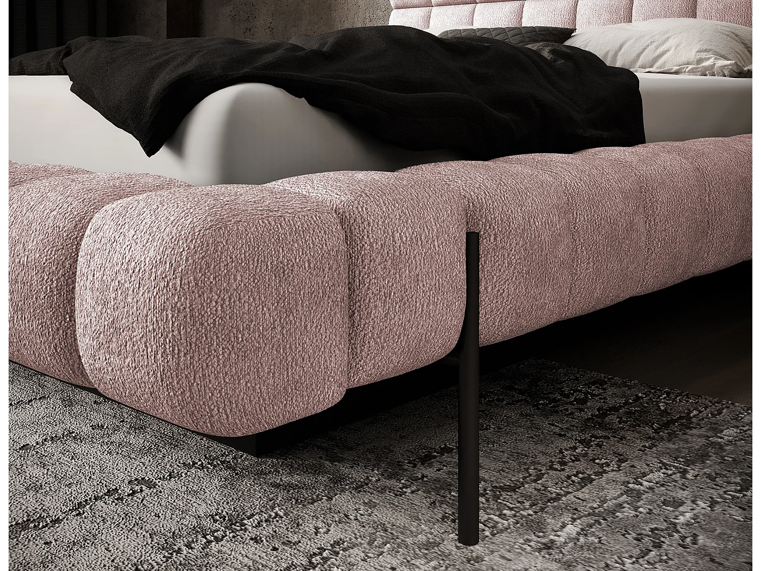 Letto Kaya L (180x200)/Tessuto/Rosa