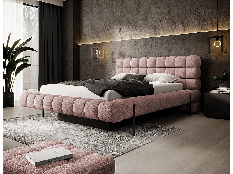 Letto Kaya L (180x200)/Tessuto/Rosa