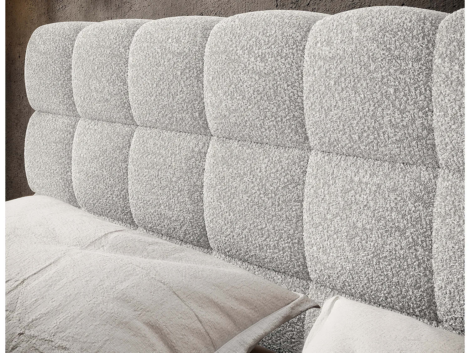 Letto Kaya L (180x200)/Tessuto/Bianco