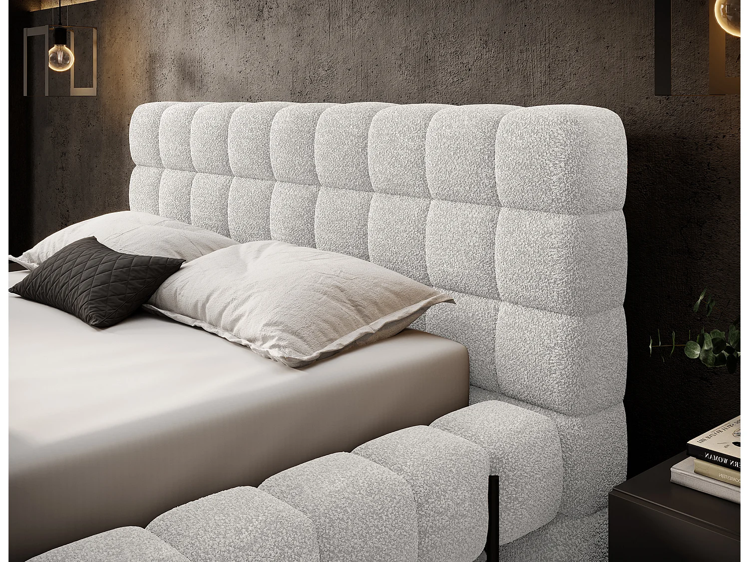 Letto Kaya L (180x200)/Tessuto/Bianco