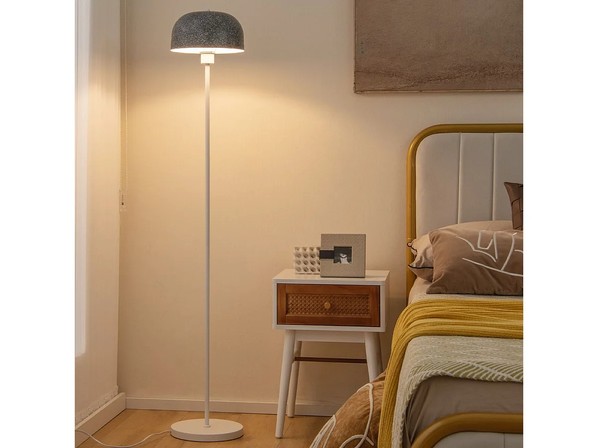 Lampadaire sur Pied de 146 cm, Lampe avec Abat-Jour et Interrupteur au Pied, Lampe avec Base Lestée Culot E27 pour Salon Chambre Bureau
