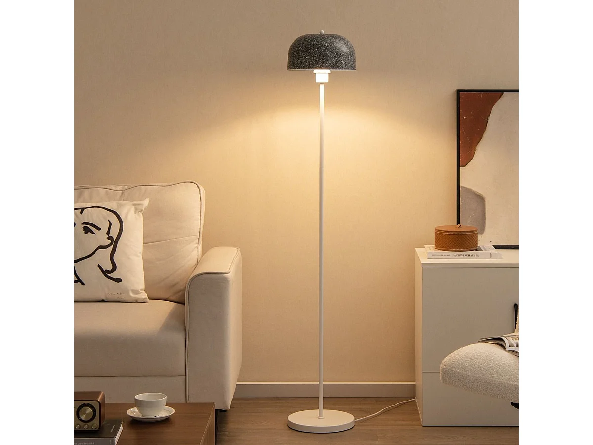 Lampadaire sur Pied de 146 cm, Lampe avec Abat-Jour et Interrupteur au Pied, Lampe avec Base Lestée Culot E27 pour Salon Chambre Bureau