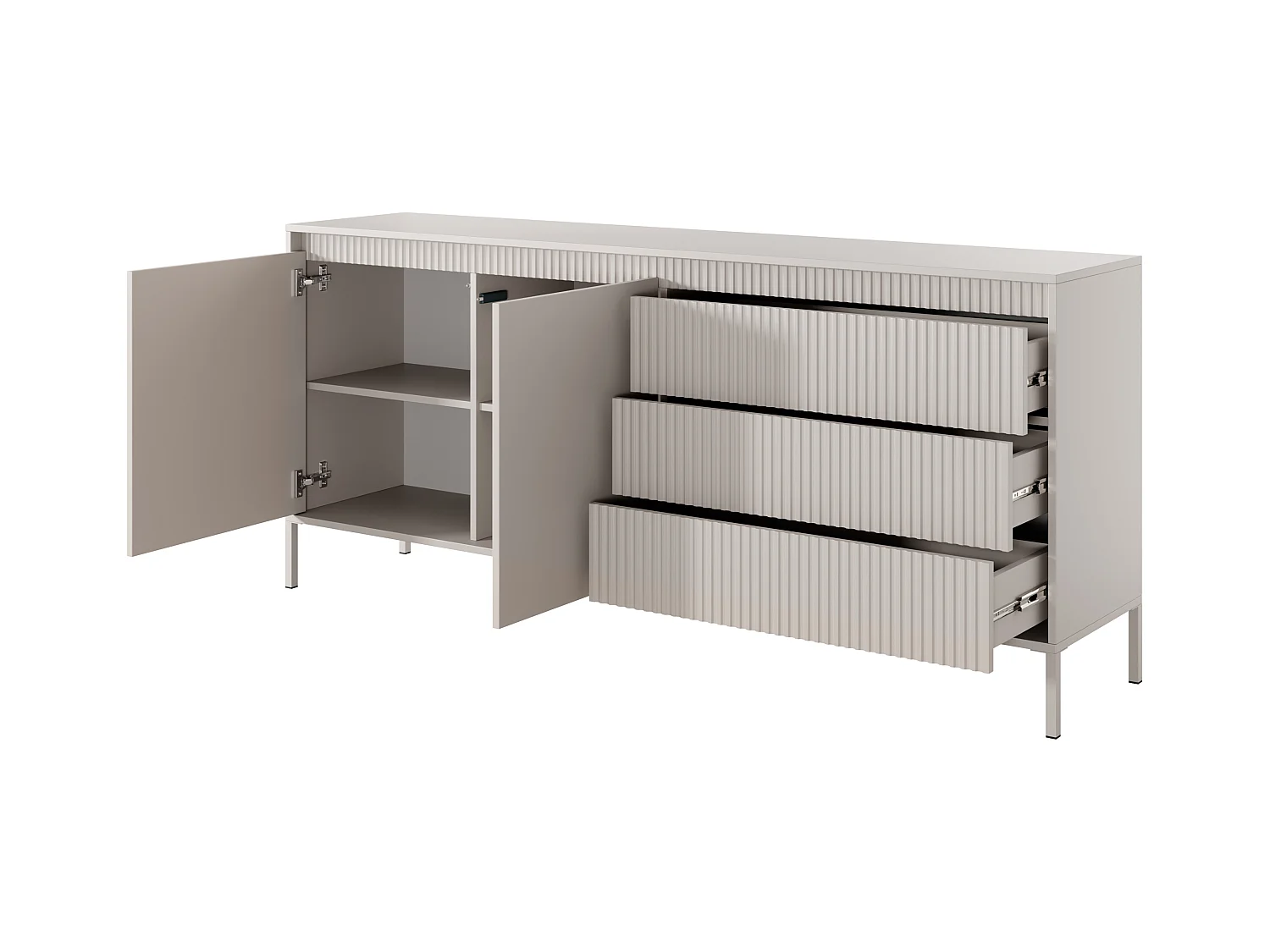 Sideboard mit 3 Schubladen & 2 Türen - MDF - Beige - NURSEMA