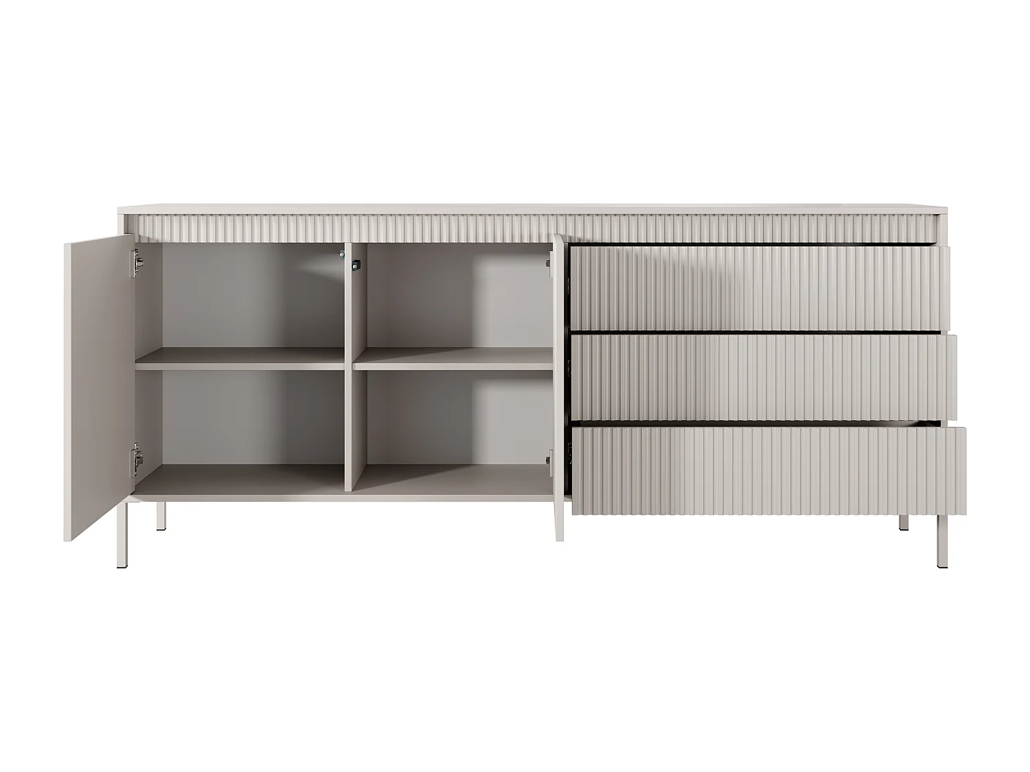 Buffet avec 3 tiroirs et 2 portes en MDF - Beige - NURSEMA