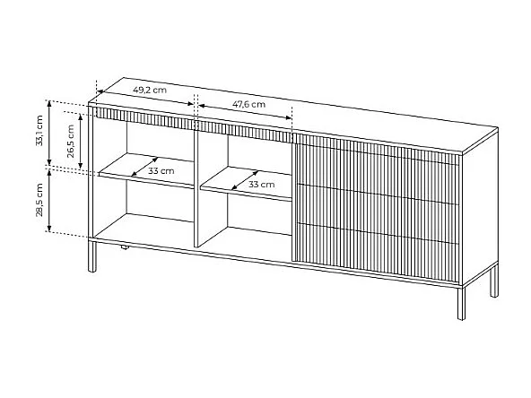 Buffet avec 3 tiroirs et 2 portes en MDF - Beige - NURSEMA