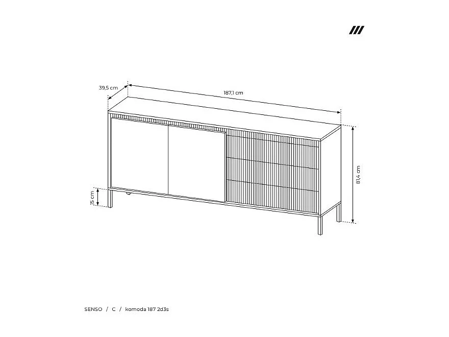 Buffet avec 3 tiroirs et 2 portes en MDF - Beige - NURSEMA