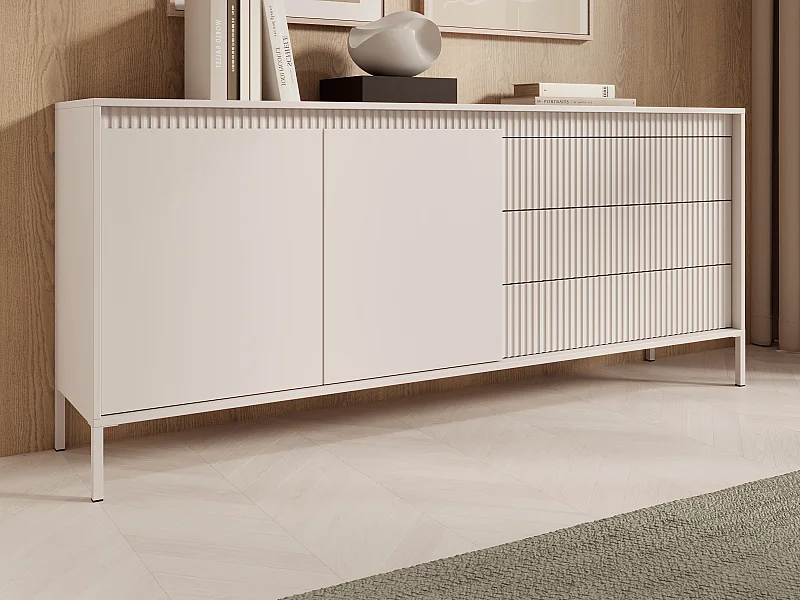 Buffet avec 3 tiroirs et 2 portes en MDF - Beige - NURSEMA