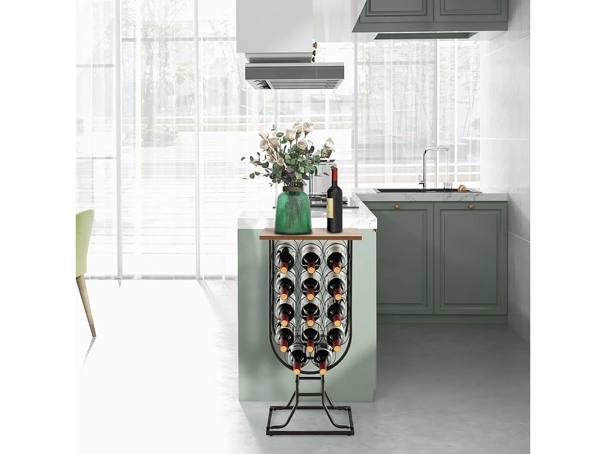 Casier à Vin Industriel en Métal pour 14 Bouteilles, Étagère à Vin Porte Bouteilles avec Roues Amovibles et Verrouillables, Cadre en métal solide, Style industriel