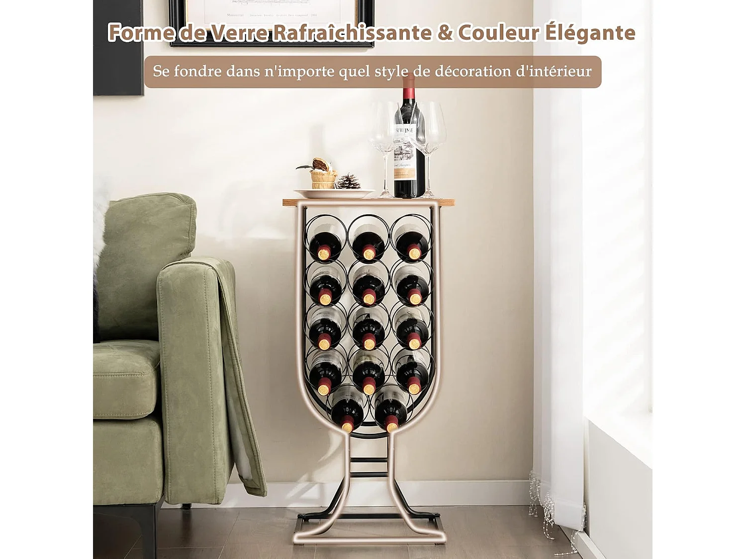 Casier à Vin Industriel en Métal pour 14 Bouteilles, Étagère à Vin Porte Bouteilles avec Roues Amovibles et Verrouillables, Cadre en métal solide, Style industriel