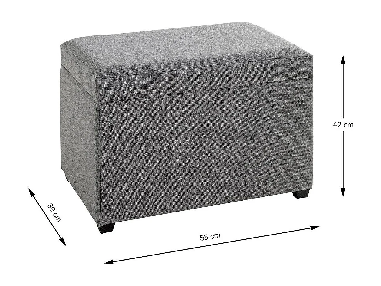 Coffre de rangement en tissu coloris gris anthracite et bois - longueur 58 x profondeur 39 x hauteur 42 cm