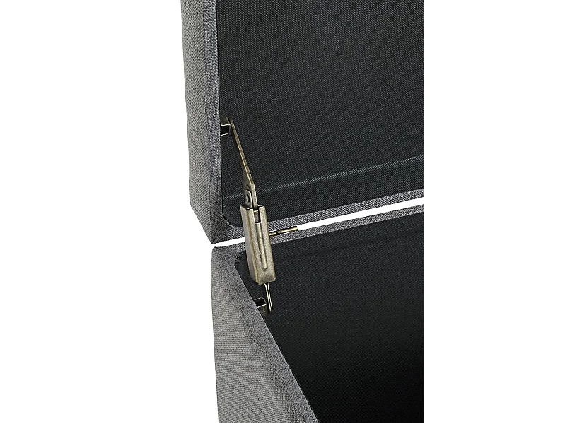 Coffre de rangement en tissu coloris gris anthracite et bois - longueur 58 x profondeur 39 x hauteur 42 cm