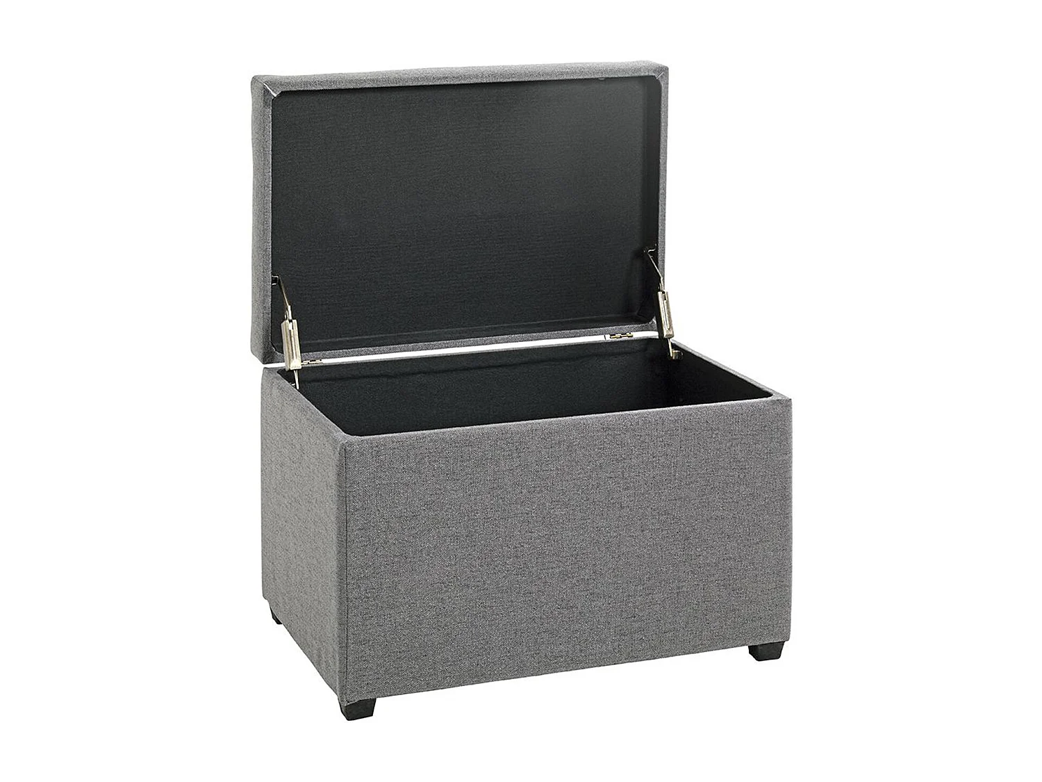 Coffre de rangement en tissu coloris gris anthracite et bois - longueur 58 x profondeur 39 x hauteur 42 cm