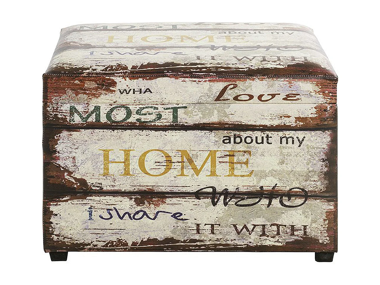 Coffre de rangement en bois multicolore et simili-cuir coloris vintage -longueur 58 x profondeur 39 x hauteur 42 cm