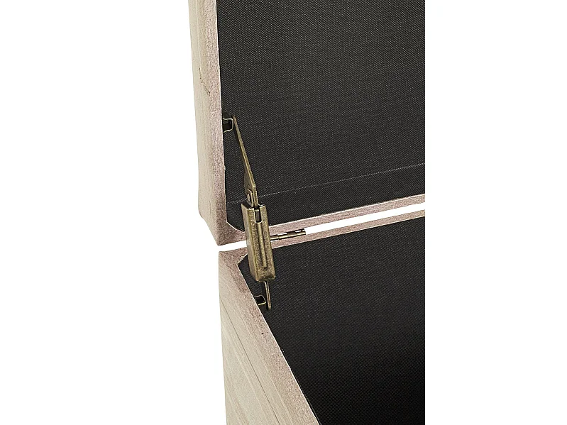 Coffre de rangement en bois coloris naturel et simili-cuir motif imprimé "Home" -longueur 58 x profondeur 39 x hauteur 42 cm