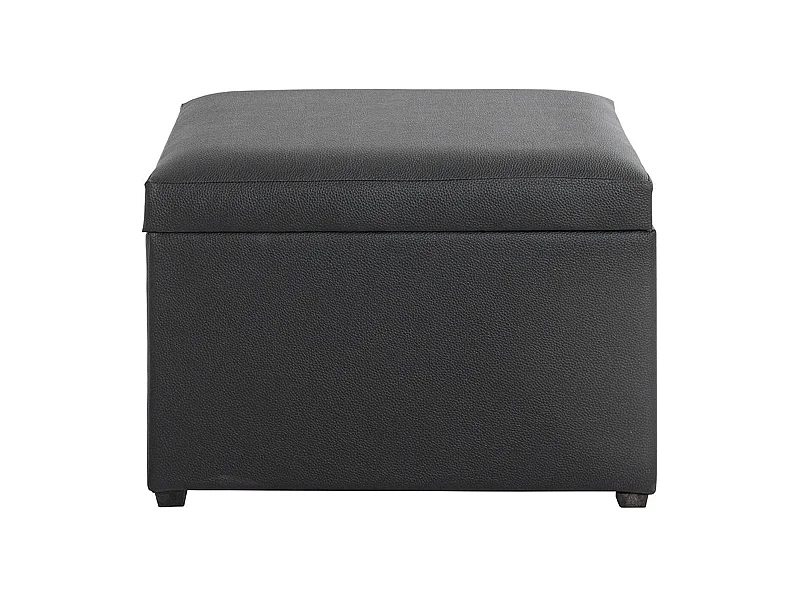 Coffre de rangement en simili-cuir coloris noir et bois -longueur 58 x profondeur 39 x hauteur 42 cm