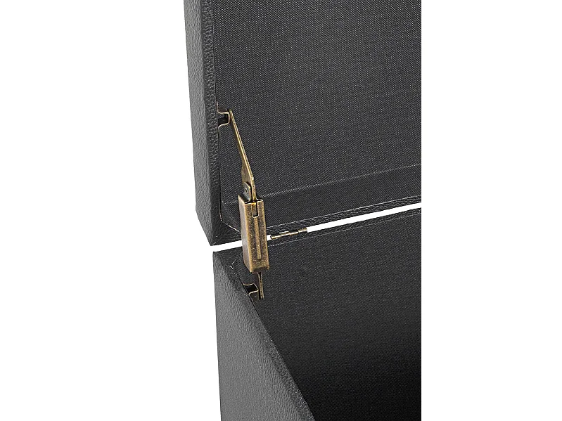 Coffre de rangement en simili-cuir coloris noir et bois -longueur 58 x profondeur 39 x hauteur 42 cm