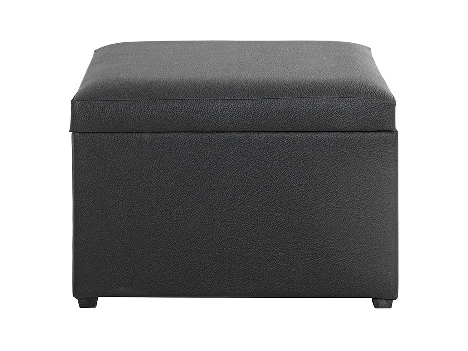 Coffre de rangement en simili-cuir coloris noir et bois -longueur 58 x profondeur 39 x hauteur 42 cm