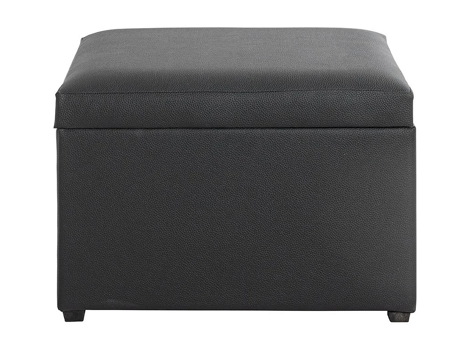 Coffre de rangement en simili-cuir coloris noir et bois -longueur 58 x profondeur 39 x hauteur 42 cm
