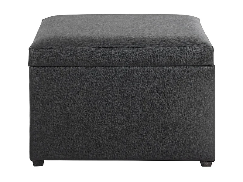 Coffre de rangement en simili-cuir coloris noir et bois -longueur 58 x profondeur 39 x hauteur 42 cm