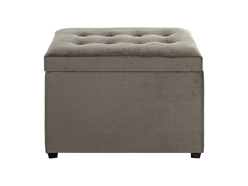 Coffre de rangement en velours anthracite-marron  - longueur 58 x profondeur 39 x hauteur 42 cm