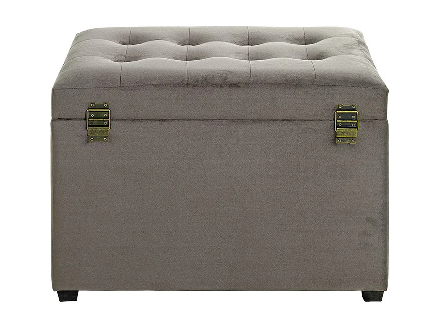 Coffre de rangement en velours anthracite-marron  - longueur 58 x profondeur 39 x hauteur 42 cm