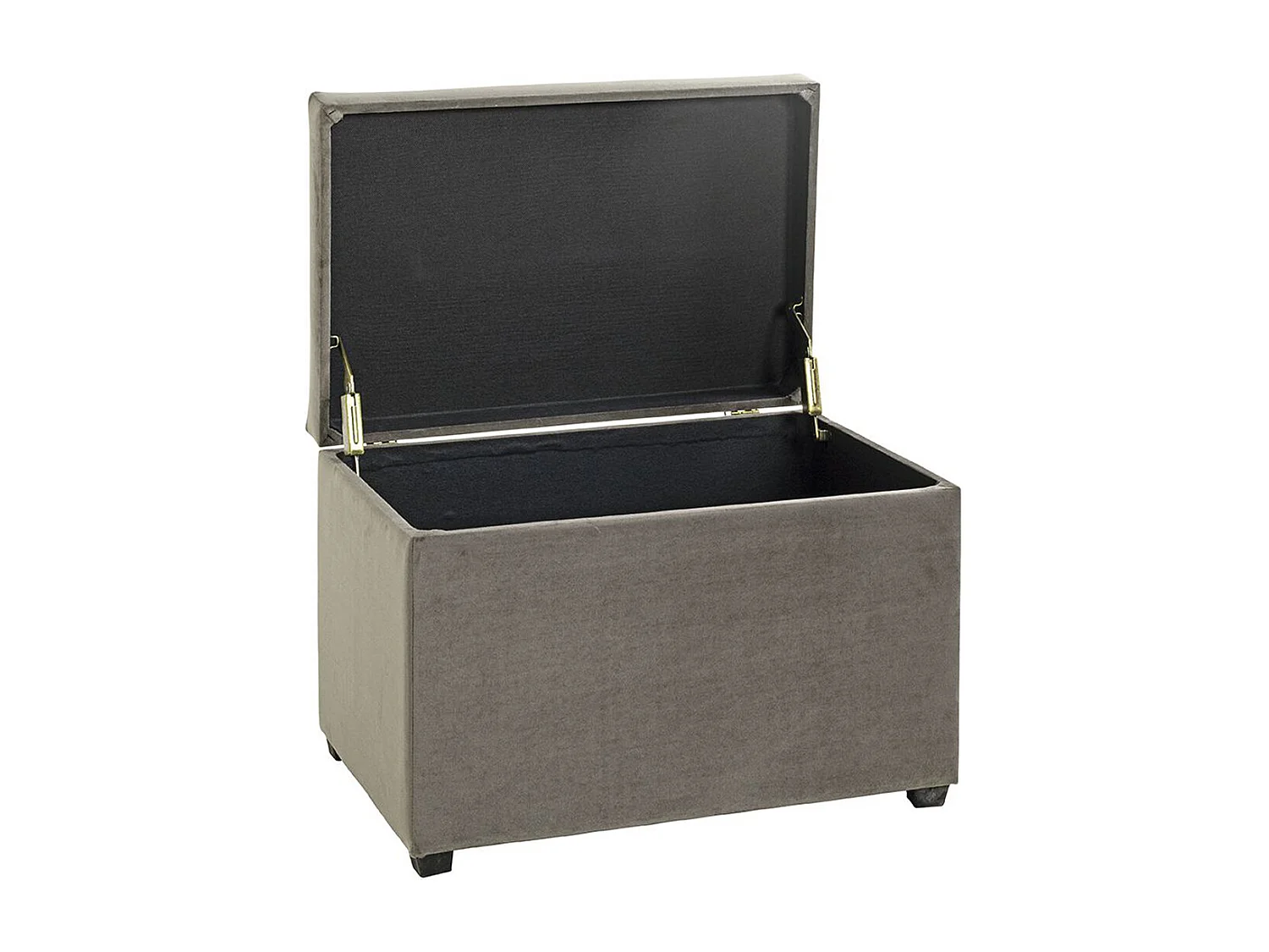 Coffre de rangement en velours anthracite-marron  - longueur 58 x profondeur 39 x hauteur 42 cm