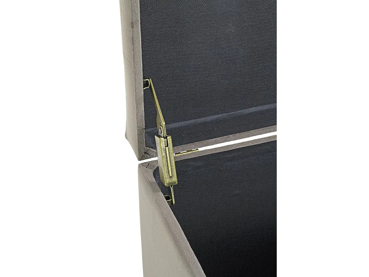 Coffre de rangement en velours anthracite-marron  - longueur 58 x profondeur 39 x hauteur 42 cm