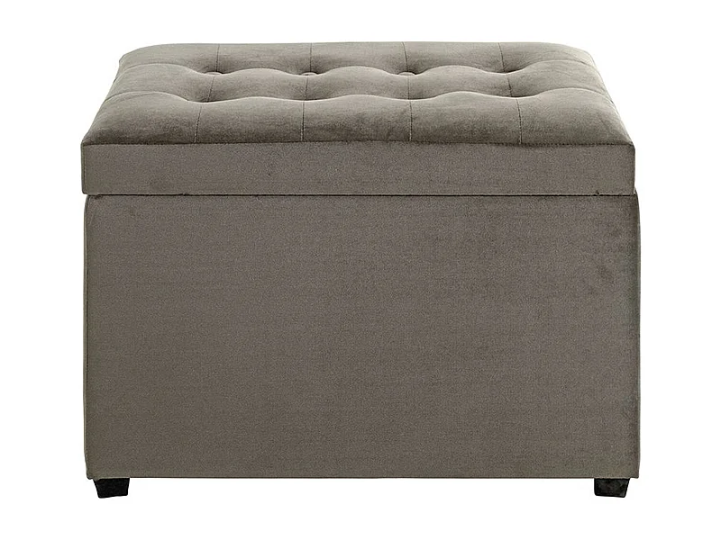 Coffre de rangement en velours anthracite-marron  - longueur 58 x profondeur 39 x hauteur 42 cm