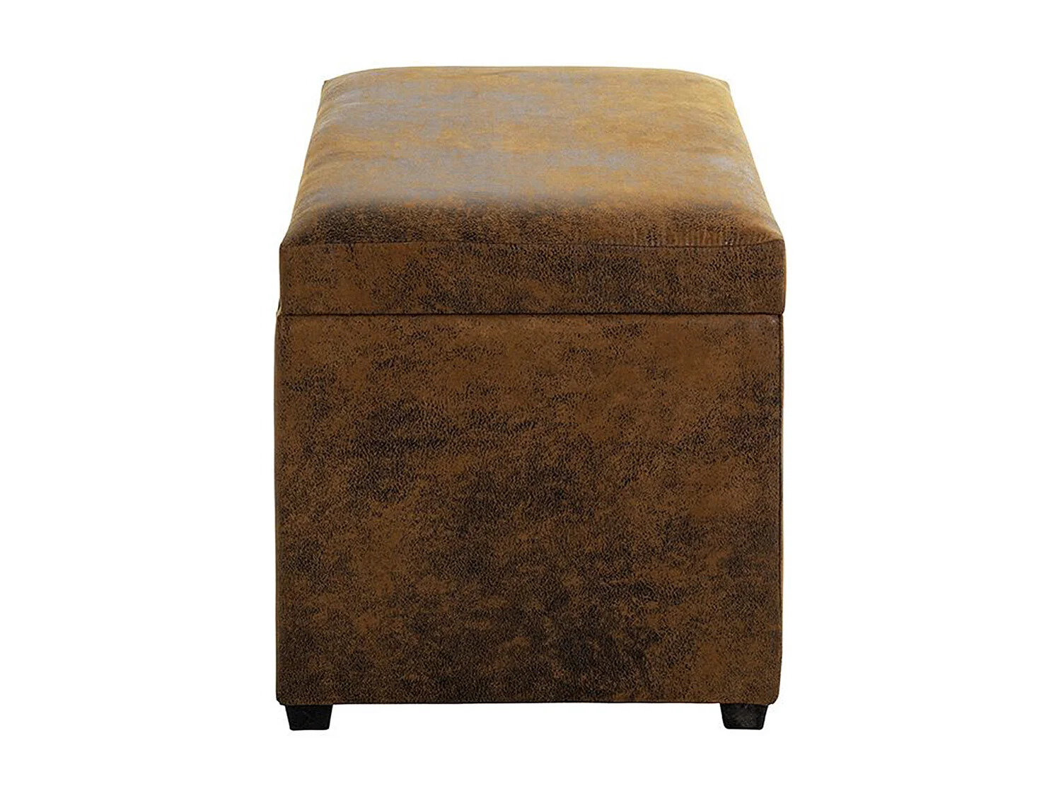 Coffre de rangement en simili-cuir coloris marron vintage et bois -longueur 58 x profondeur 39 x hauteur 42 cm