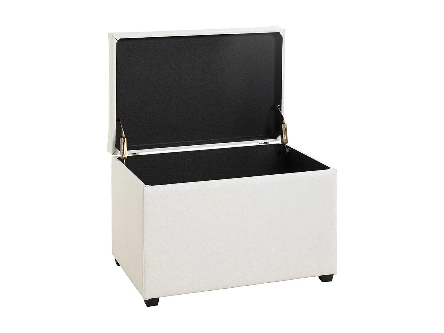 Coffre de rangement en simili-cuir coloris blanc et bois -longueur 58 x profondeur 39 x hauteur 42 cm