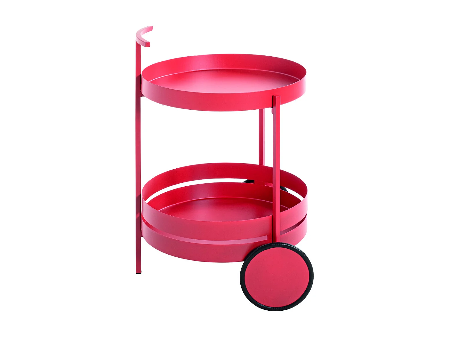 Chariot de cuisine, desserte en métal coloris rouge  -  diamètre 42 x hauteur 62 cm