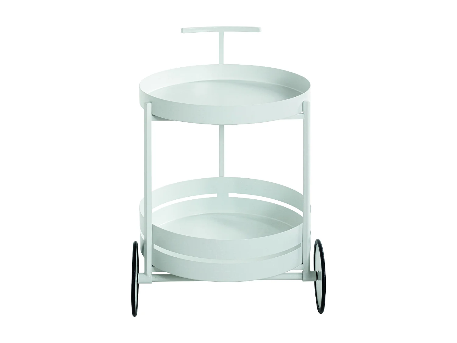 Chariot de cuisine, desserte en métal coloris blanc  - diamètre 42 x hauteur 62 cm
