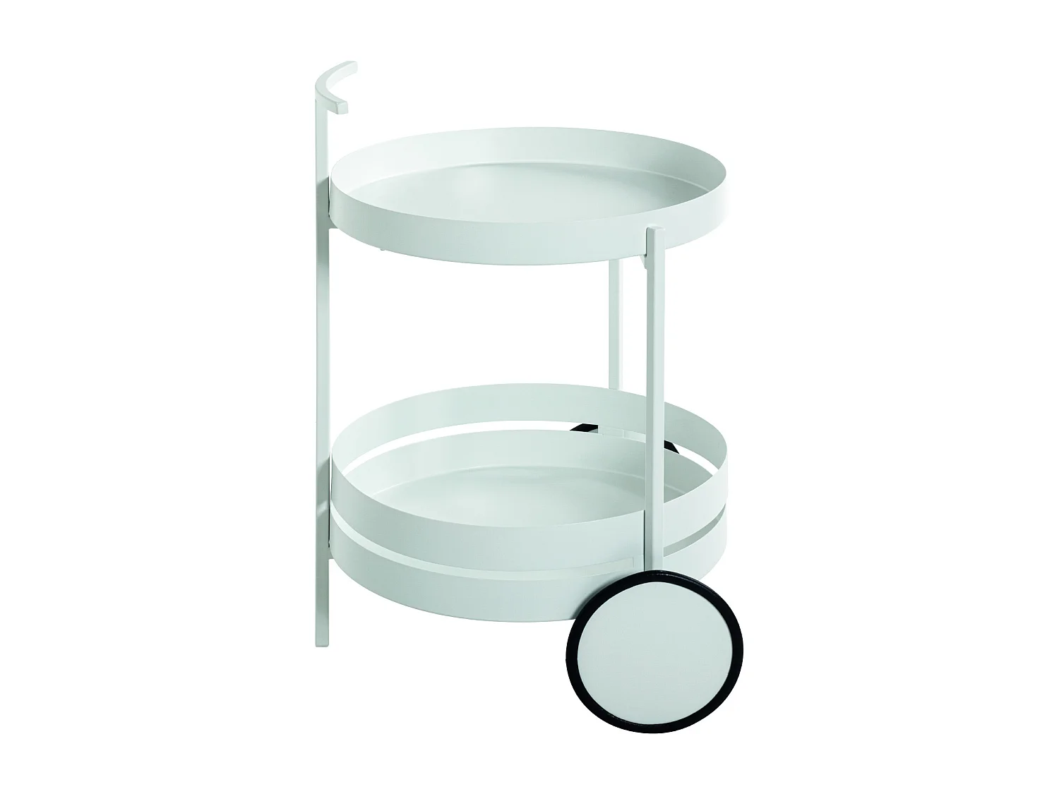 Chariot de cuisine, desserte en métal coloris blanc  - diamètre 42 x hauteur 62 cm