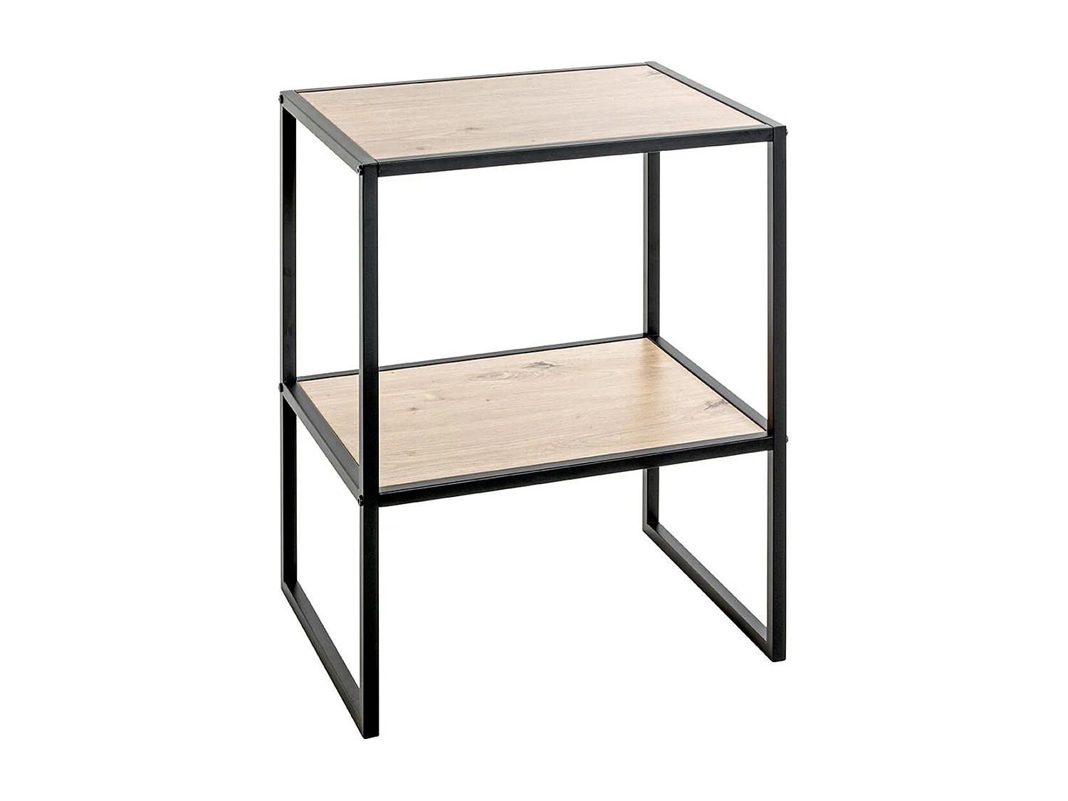 Table d'appoint, table de salon en bois coloris chêne et métal noir -longueur 45  x profondeur 35 x hauteur 60 cm