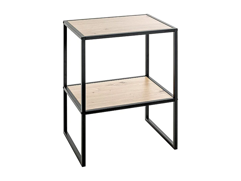 Table d'appoint, table de salon en bois coloris chêne et métal noir -longueur 45  x profondeur 35 x hauteur 60 cm
