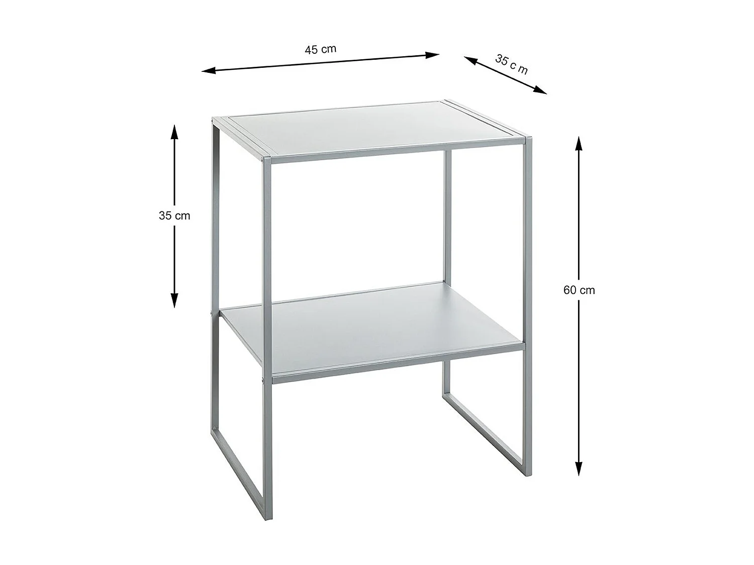 Table d'appoint, table de salon en métal coloris gris  -longueur  45 x profondeur 35 x hauteur 60 cm