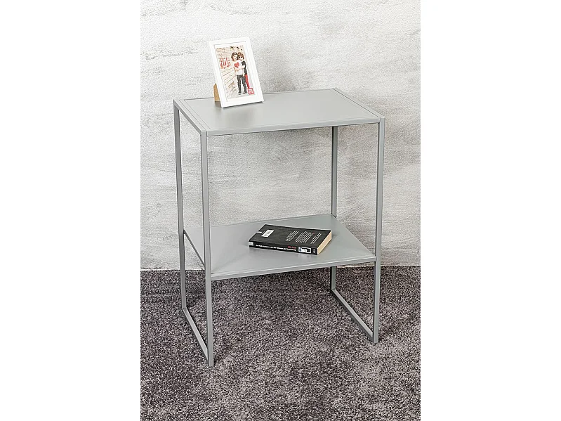 Table d'appoint, table de salon en métal coloris gris  -longueur  45 x profondeur 35 x hauteur 60 cm