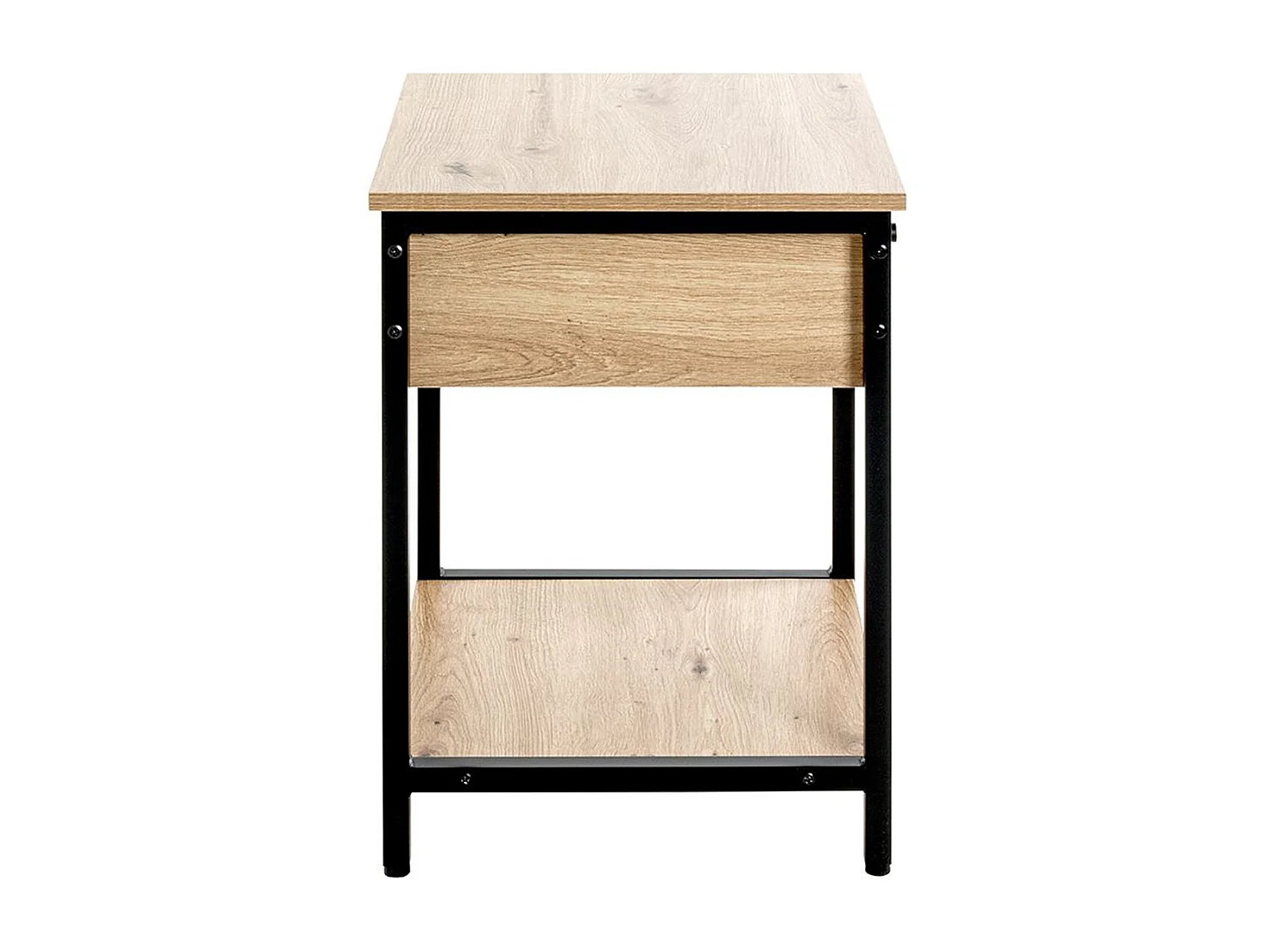 Table d'appoint, table de salon en bois coloris chêne et métal noir -longueur 40 x profondeur 40 x hauteur 55  cm