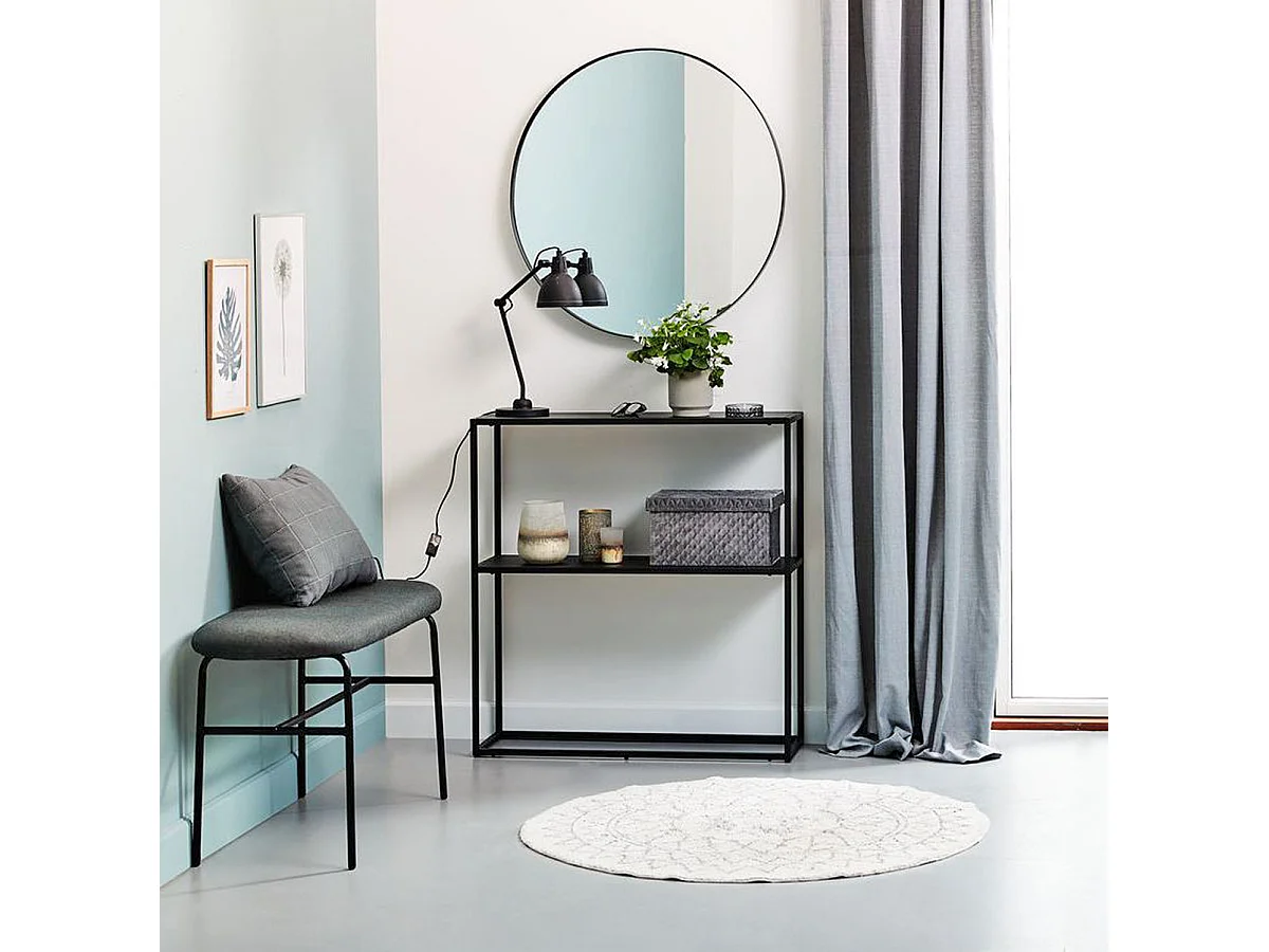 Etagère, meuble étagère en métal coloris noir -longueur 80 x profondeur 30 x hauteur 80 cm